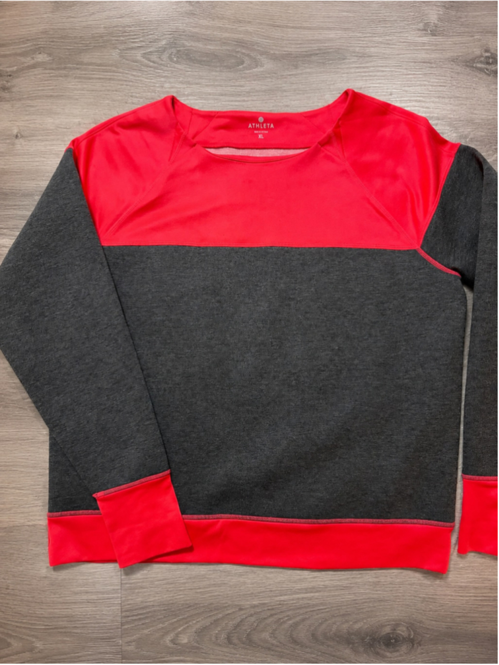 Athleta Women's XL Gray Pink Colorblock Pullover Sweatshirt Thumbhole Athletic T